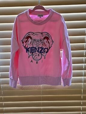 Pre-owned Kenzo Pink Elephant Crewneck Sweater Size 8